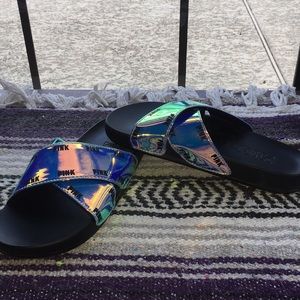 PINK metallic slides NWOT